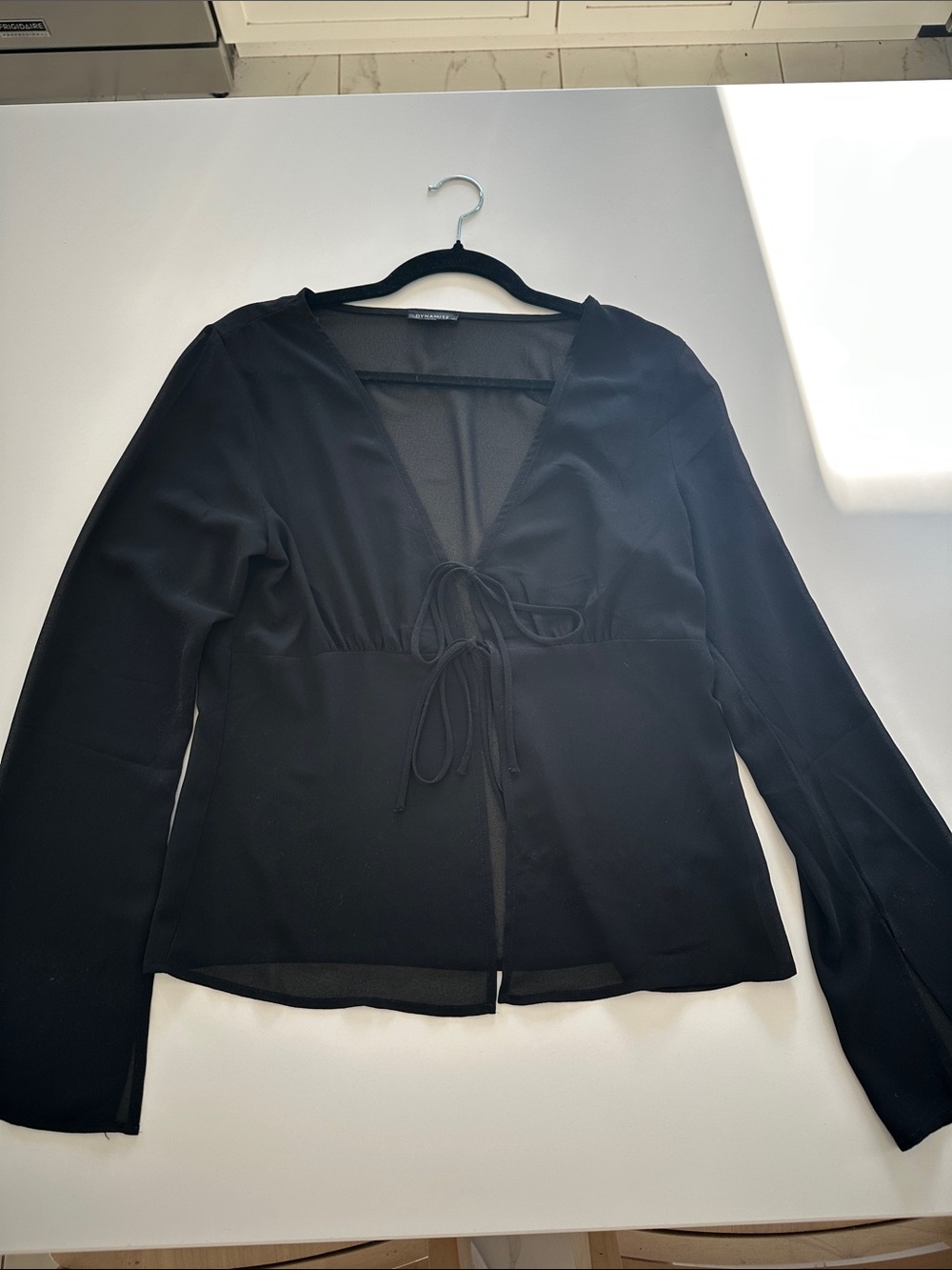 Dynamite Black Transparent Top with Subtle Texture